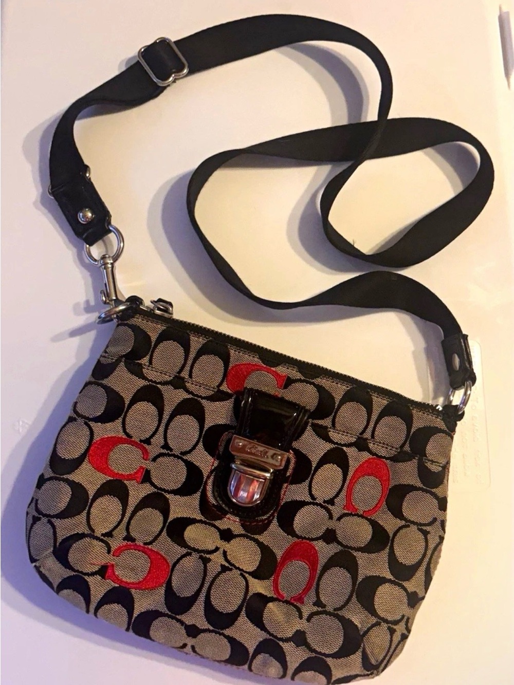 Coach Vintage Poppy Signature C Logo Crossbody Bag Detachable Strap